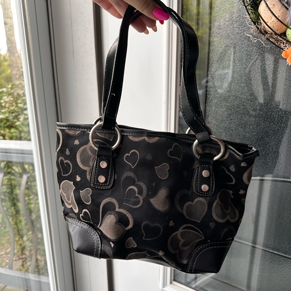 Stylish Black Heart Pattern Small Tote Bag